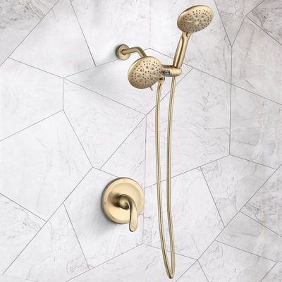 Ensemble de robinet de douche avec valve pour salle de bain haute pression 35 réglages double système de douche 2 en 1