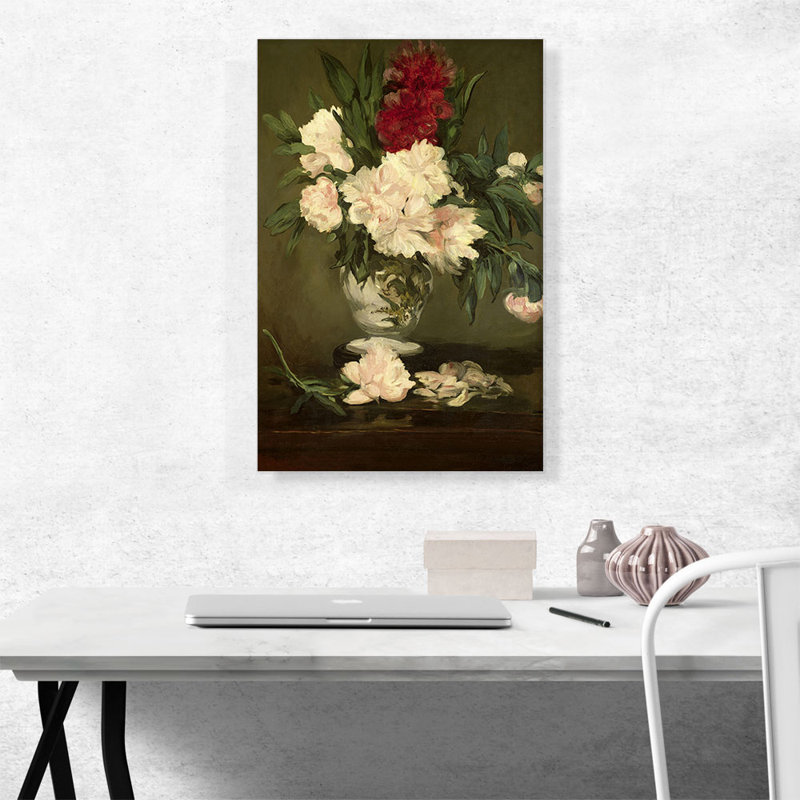 "Vase de pivoines 1864" par Edward Manet, reproduction d'art sur toile tendue, H 26 po x l 18 po x P 0,75 po
