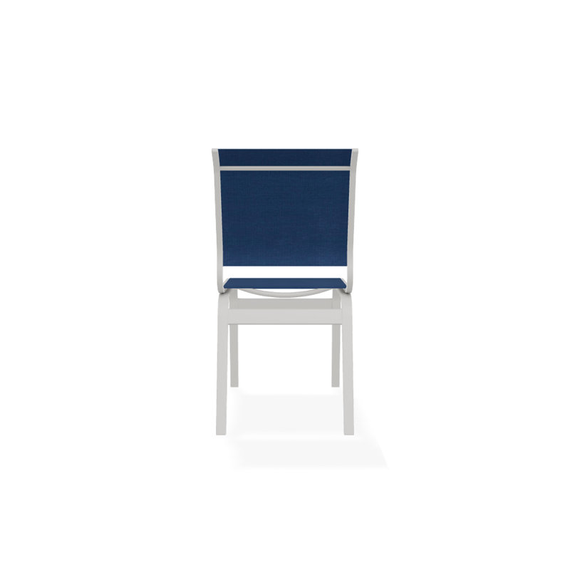 Aruba 1 Outdoor Dining Side Chair, Cobalt 35D Sunbrella®, Textured Snow