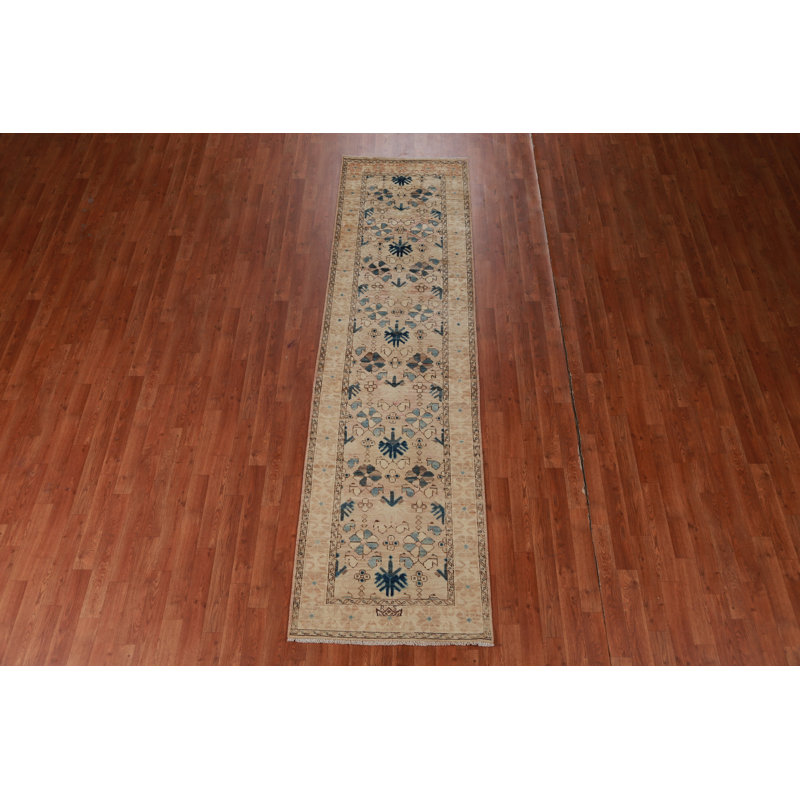 Vegetable Dye Wool Oushak Turkish Runner Rug 3x10