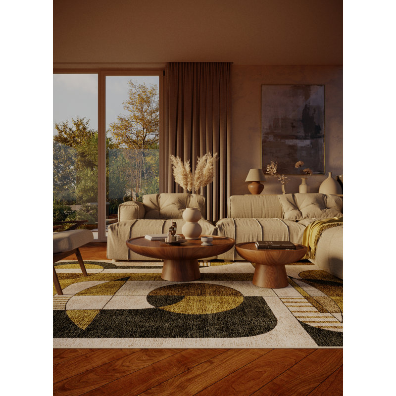 Innisfree Hand Loomed Washable Abstract Indoor Rug, Square 3'