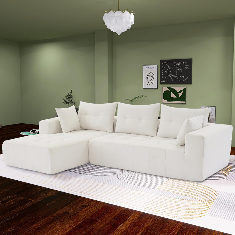 Canapé modulaire en L 110 po, Lin beige