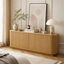 Meuble télé avec buffet à motif ondulé et armoire à rayures verticales en bois pour cuisine / chambre à coucher / vestibule. Naturel, l 64 po x P 15 po x H 24 po.-1361801798-1590964293