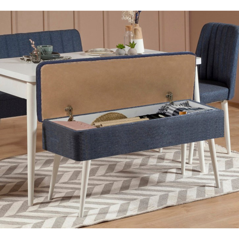 Manningtree 4 - Person Dining Set, White, Navy/White, White