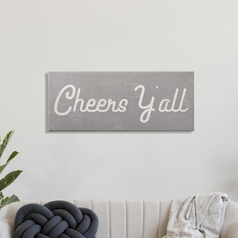 «Cheers Y'all Country Saying Happy Hour», Toile tendue, H 17 po x l 40 po