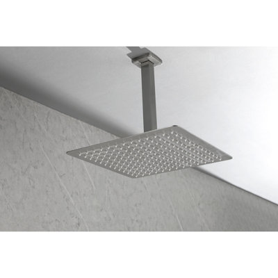 Stainless Steel Rain Shower Head - Brushed Nickel, High , Water Saving, Self-cleaning For Bathroom Rainfall Showerhead Steel, Nozzle