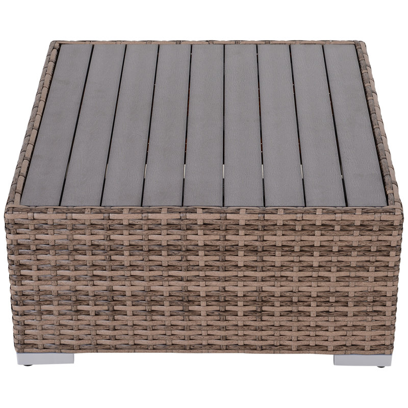 Merton 7-Piece Patio Furniture Set, Outdoor Wicker Conversation Set, All Weather PE Rattan Sectional Sofa Set with Cushions and Faux Wood Table, Stripe Pillows