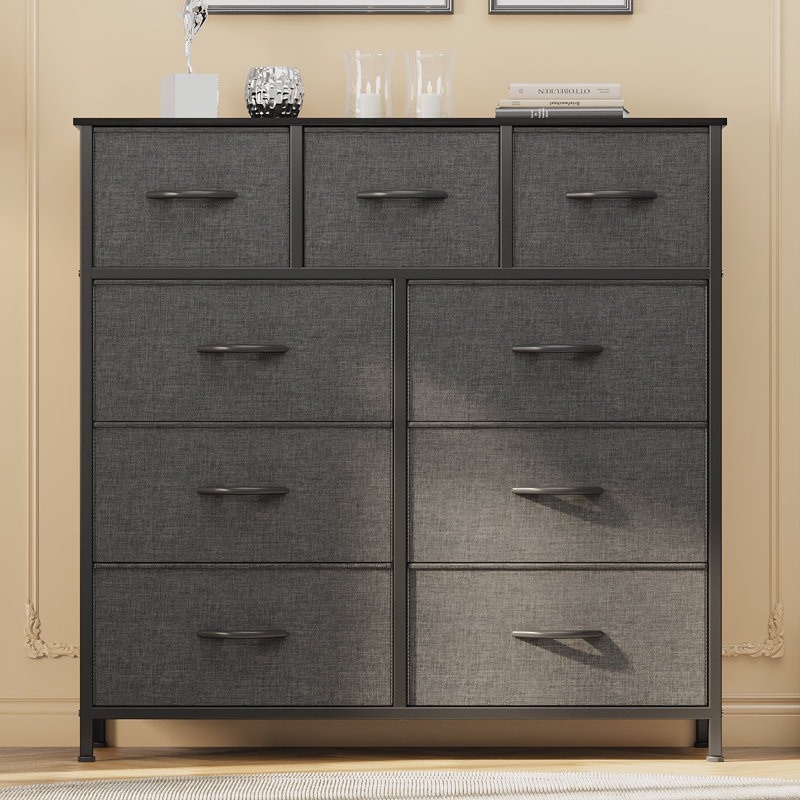 Commode 9 tiroirs Hurd, Gris foncé