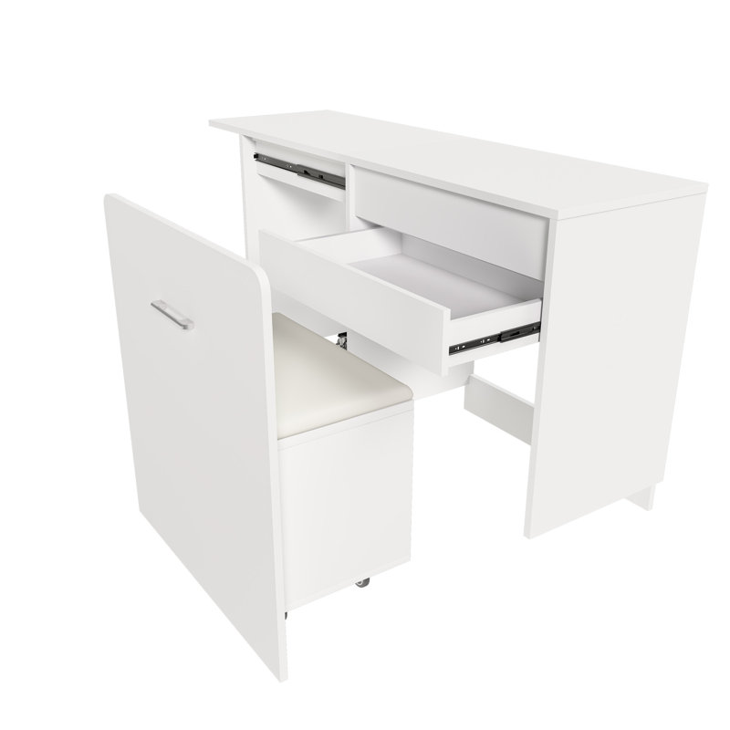 Ensemble de maquillage moderne avec miroir rabattable, Blanc