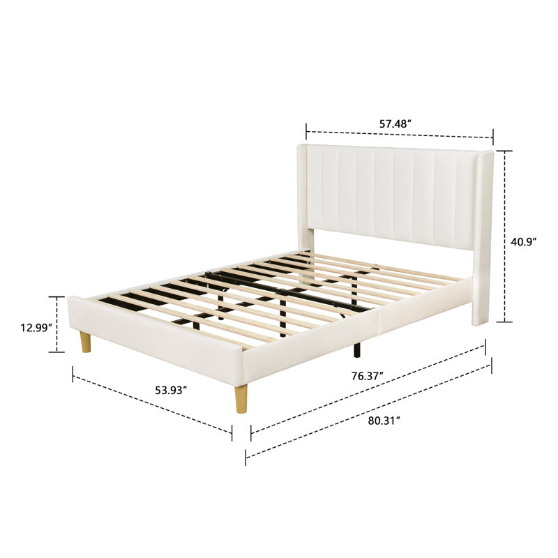 Eriksay Low Profile Upholstered Platform Bed with Winback Headboard