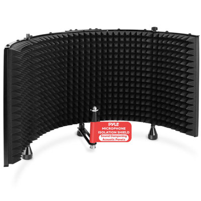 Pyle Studio Microphone Isolation Foam Pads - Acoustic 5 Foam Panel Filter For Soundproofing, Noise Reduction Diffuser W/Shock Mount, Ideal For Professional Vocal Audio & Music Recording, 22X15x15 IN