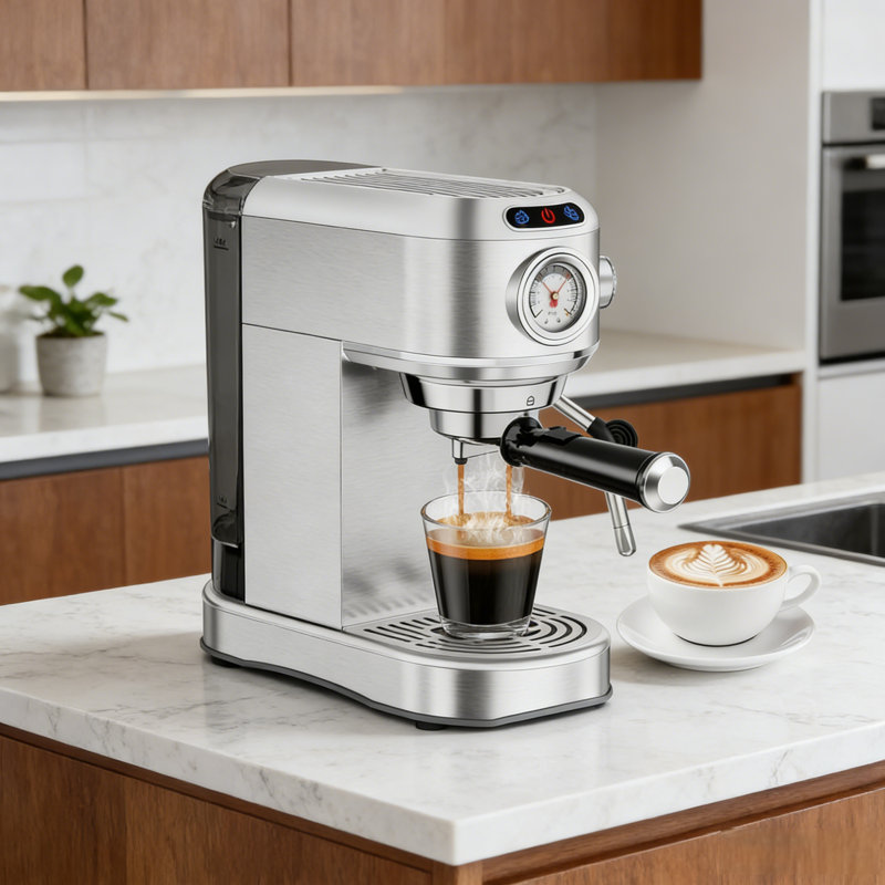 Professional 20 Bar Compact Espresso Machine - Stainless Steel Coffee Maker With Steam Milk Frother, 34Oz Removable Water Tank For Latte & Cappuccino, Ideal For Home & Office, Silver