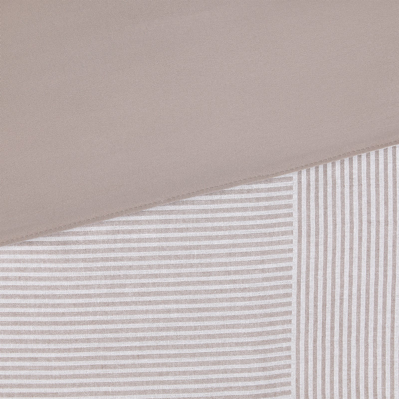 Détails par Becki Owens Ensemble d'édredon en coton rayé 3 pièces pour lit double / grand Ryan, Beige