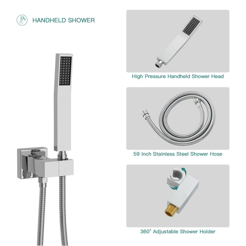 Pressure-Balanced Complete Shower System with 10 Inch Rain Shower Head and Rough-In Valve, Chrome Polish