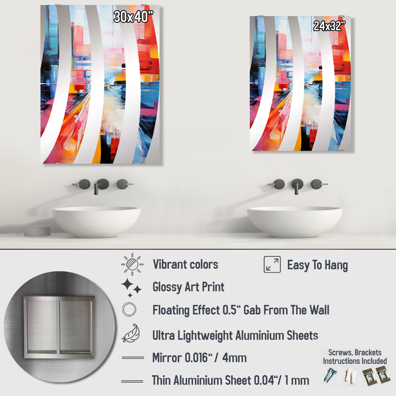 Miroir mural Chiem - Abstract Collages MIR135833, 32 po x 24 po