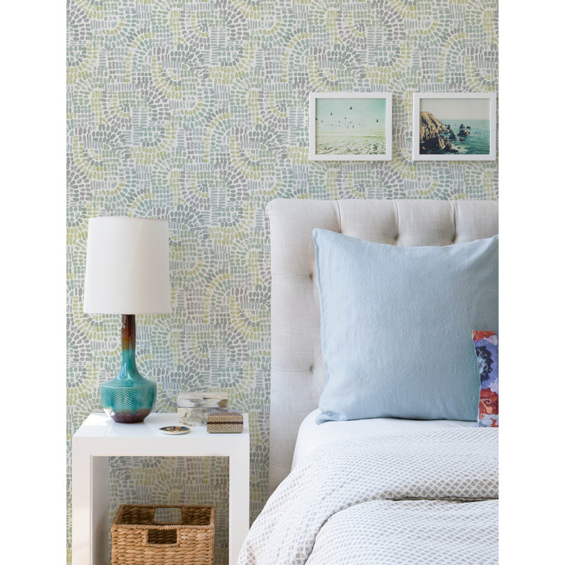 Wanderer Mosiac Wallpaper, Aquamarine