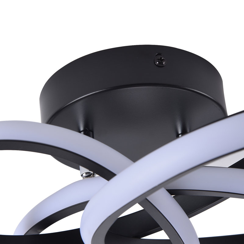 Janyia 1 - Light 31cm Black Geometric LED Flush Mount, Black
