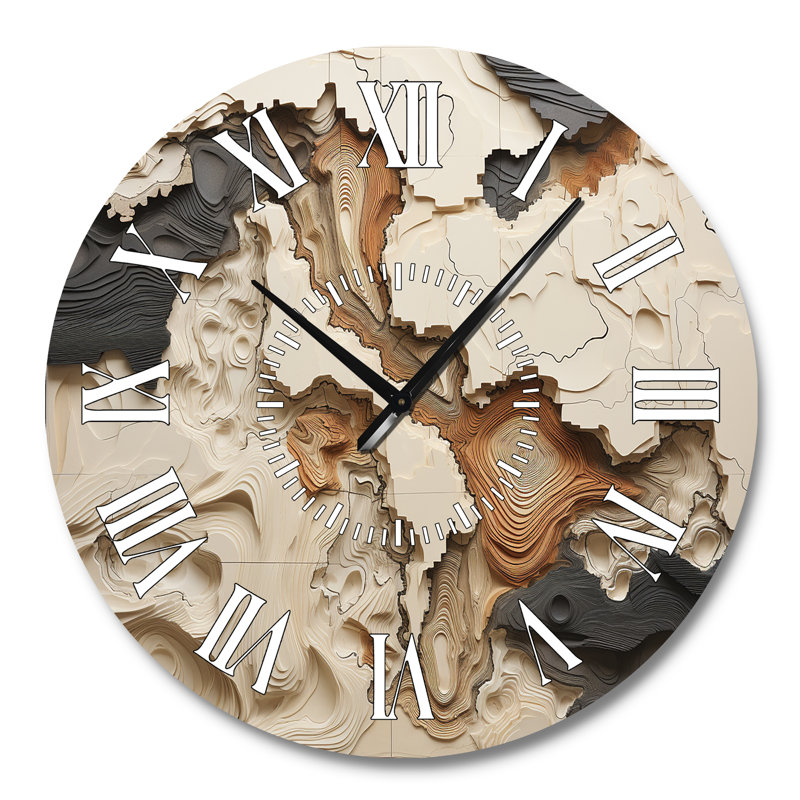 Horloge murale beige et brune, Grand