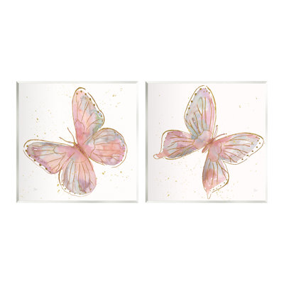 "Pink & Glam Butterflies Nature", ensemble de 2 plaques murales par Nan