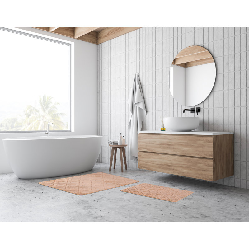 Ayotte Lattice Bath Rug Set, Beige