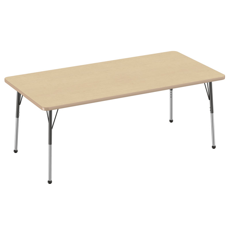 Table d'activité rectangulaire à hauteur réglable en forme de T, 36 po x 72 po, Érable / érable / noir