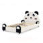 Lit simple mignon en forme de panda pour enfant avec bords rembourrés de sécurité, structure de lit pour tout-petit en bois massif, tissu en velours
