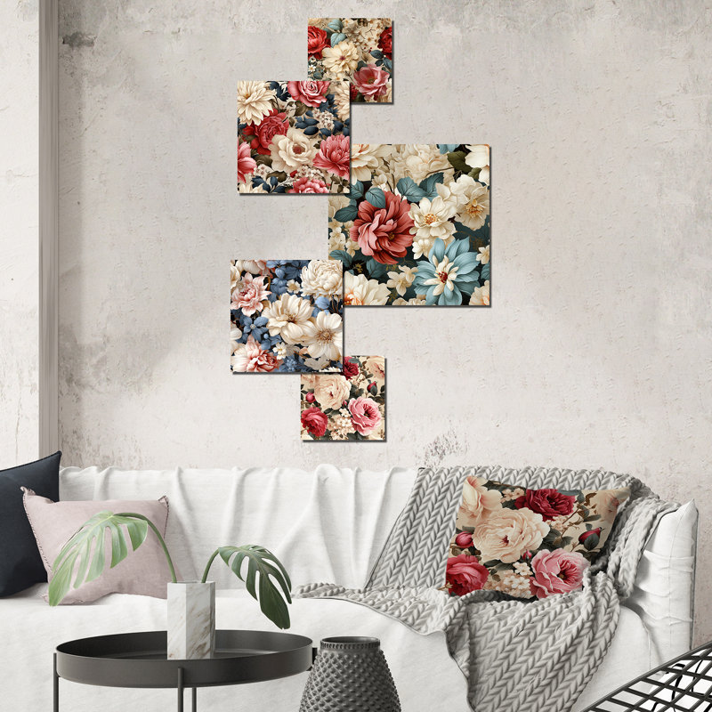 Boniface - Ensemble de 5 décorations murales florales