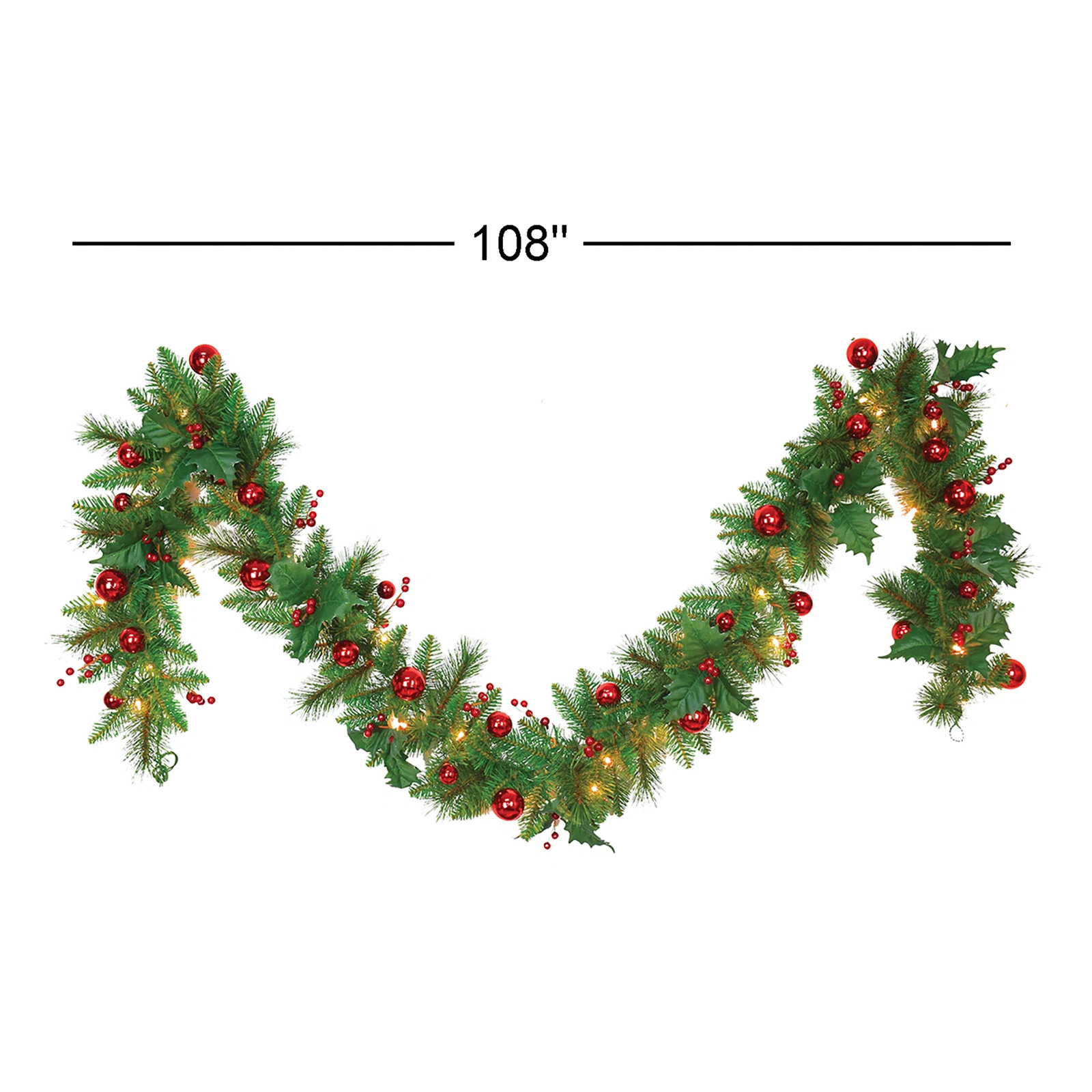 108'' in. Lighted Faux Pine Garland