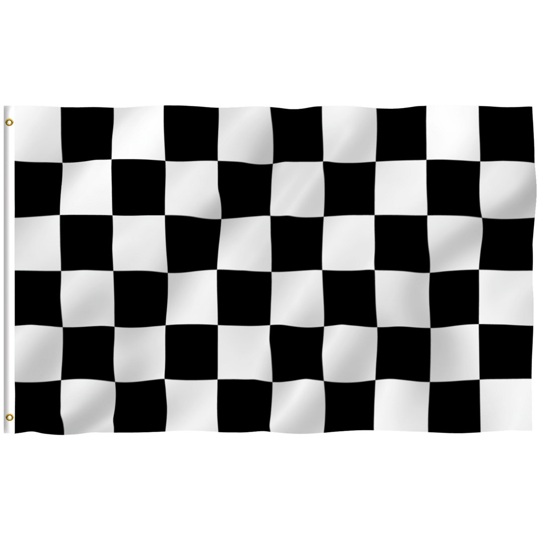  Checkered Flag - Black and White Racing Flags Polyester 36 x 60 in. House Flag Trinx