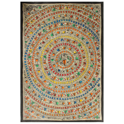 Mandala : Godna Style | Madhubani Painting | Natural Colours On Handmade Paper