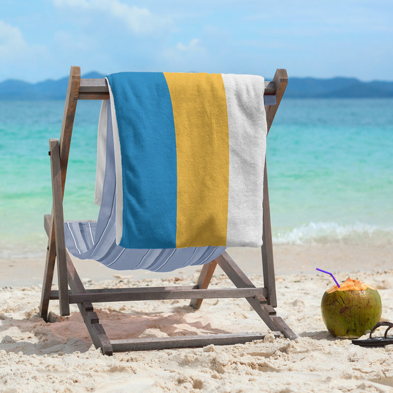 Lightweight Beach Towel, Blue/Yellow/White