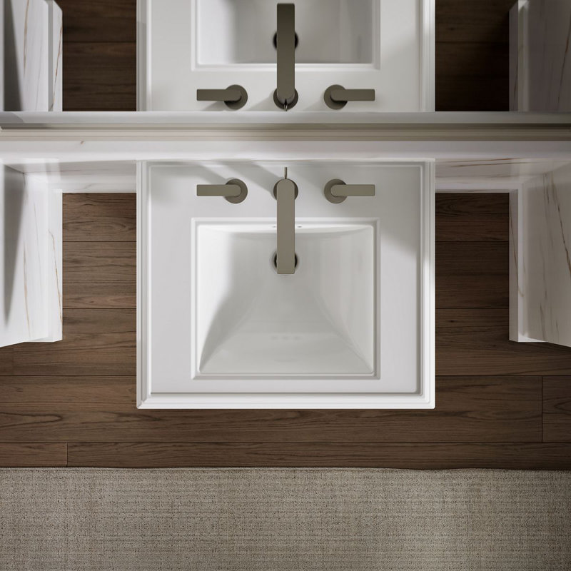 Memoirs  Pedestal Tall Bathroom Sink with Overflow, White, 8" Centers