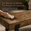 Banc en béton rustique 48 po, effet grain de bois, base en métal traîneau, intérieur / extérieur, capacité de 297 lb