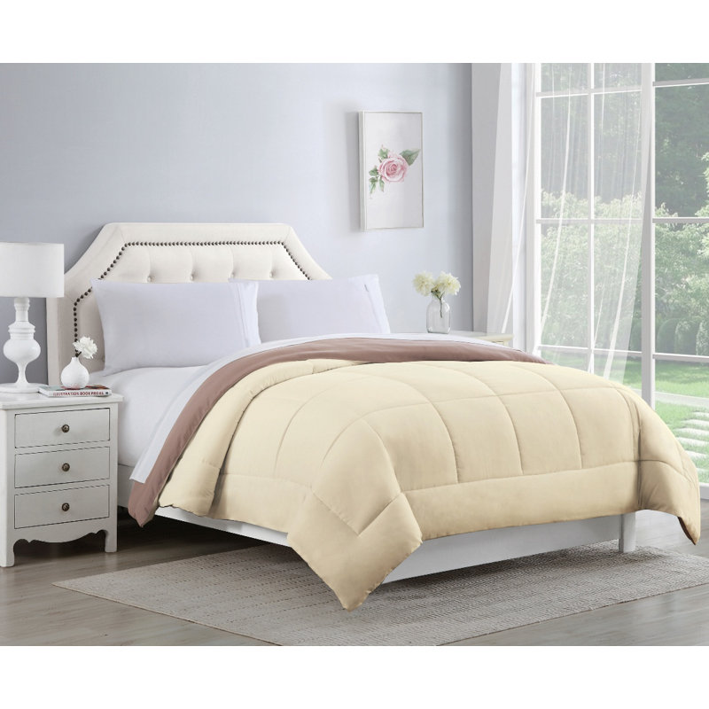 Bibb Home Reversible 2-Tone Down Alternative Comforters, King, Ivory/Taupe