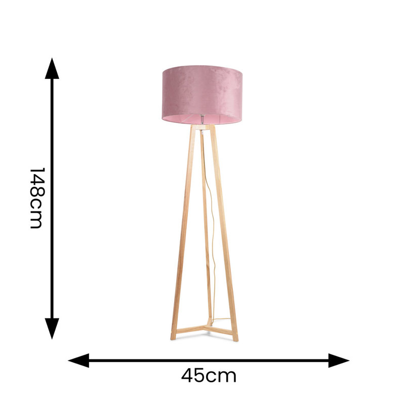 Rhavyn 148cm Traditional Floor Lamp, Blush Pink, Natural