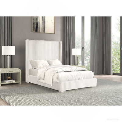 Mobilier de chambre à coucher de couleur blanche en tissu de chenille 1pc