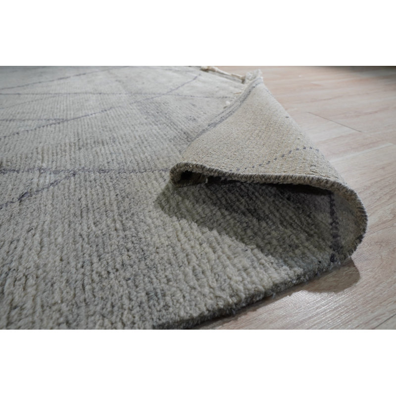 Gray Hand-Knotted Wool Diamond Weave Modernist Design Modern Contemporary Carpet Rug, 8' x 10'