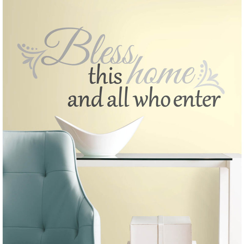 Bless This Home Gray and Black Peel and Stick Wall Decal