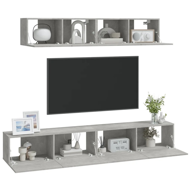 Kamil TV Stand for TVs up to 70", 30cm H x 80/100cm L x 30cm W, Concrete Grey