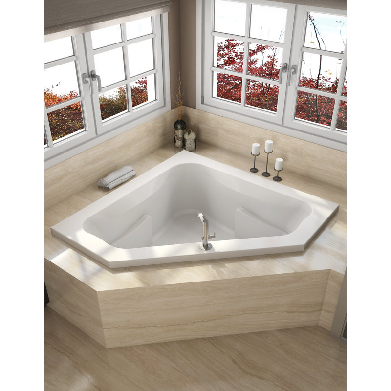 SIGNATURE® Corner 6060 Drop-In Soaking RH 3-Tile Flange Oyster, Yes, White