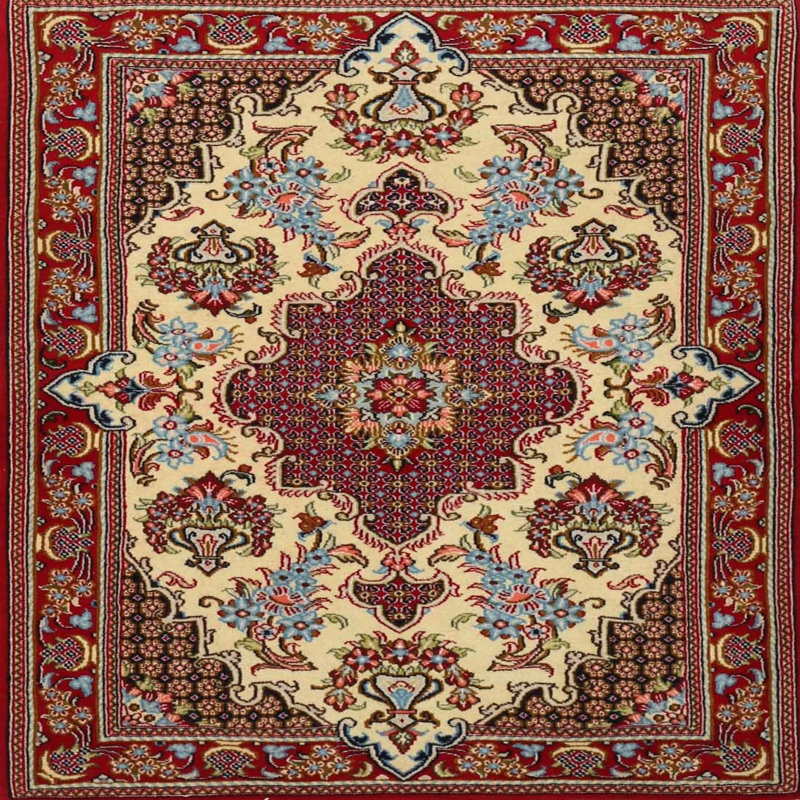 Tapis brun/beige traditionnel Jitu, Carré 4 pi
