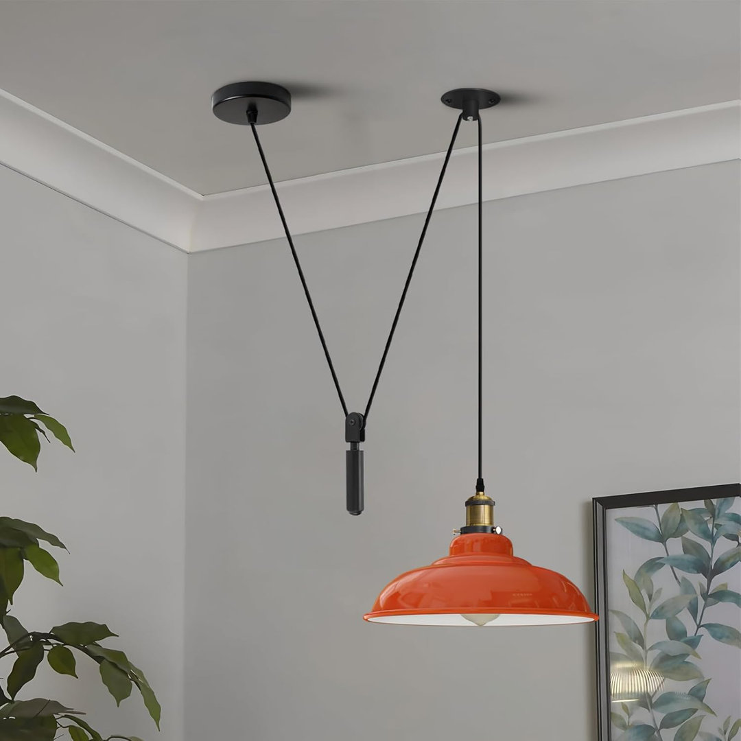One Head Ceiling Pendant Spider Light, Barn Slotted Shade Adjustable Cord Industrial Lighting Island Lamp for Dinner Room Kitchen