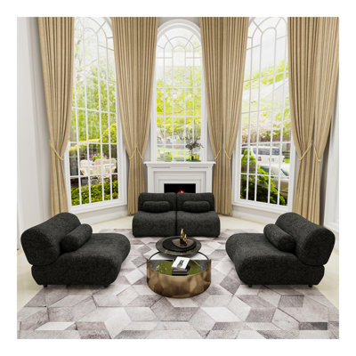 L-Shaped Orange Modular Sofa Set – High Comfort Chenille Fabric Sofa, Ideal for Modern Living Room and Lounge Areas, Freely Arrangeable, Simple yet Elegant