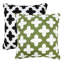 Ensemble de 2 coussins blancs / verts à motif géométrique en mélange de coton-122942380