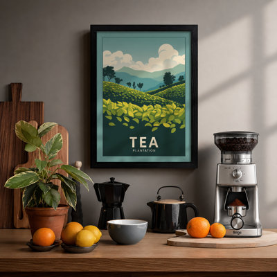 Tea Plantation Landscape Modern - Framed Print