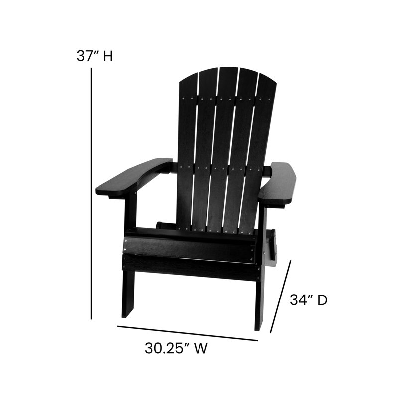 Chaise Adirondack pliante en résine Balasi, Noir