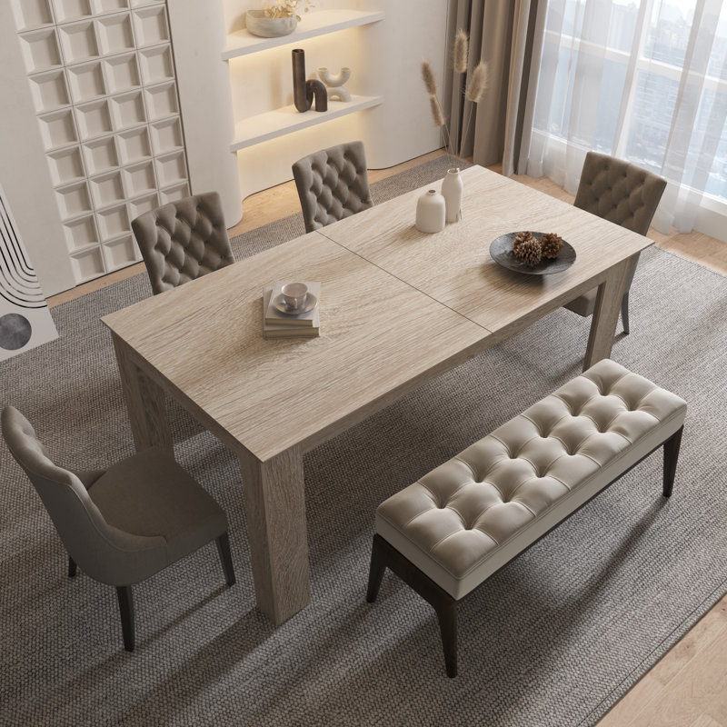 Gimora Extendable Dining Table, Light Wood