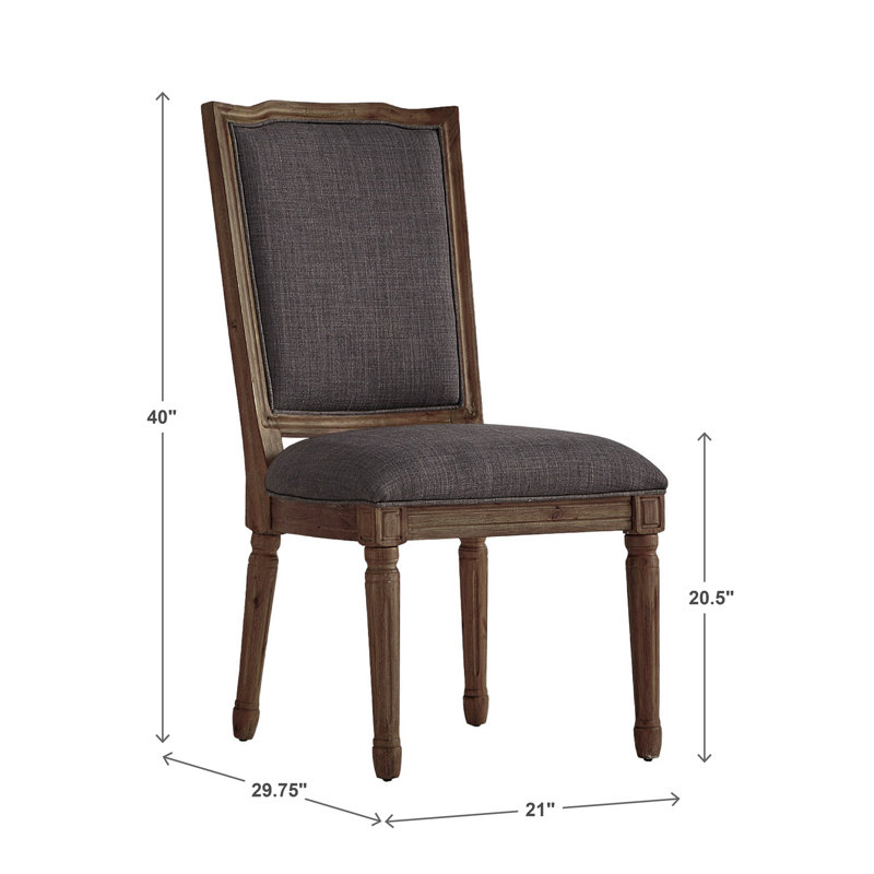 Chaise d'appoint rembourrée ornée Hildemar, Gris foncé, Brun