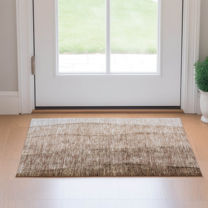 Premium Machine Washable Prisco Brown Rug, Rectangle 1'8" x 2'6"