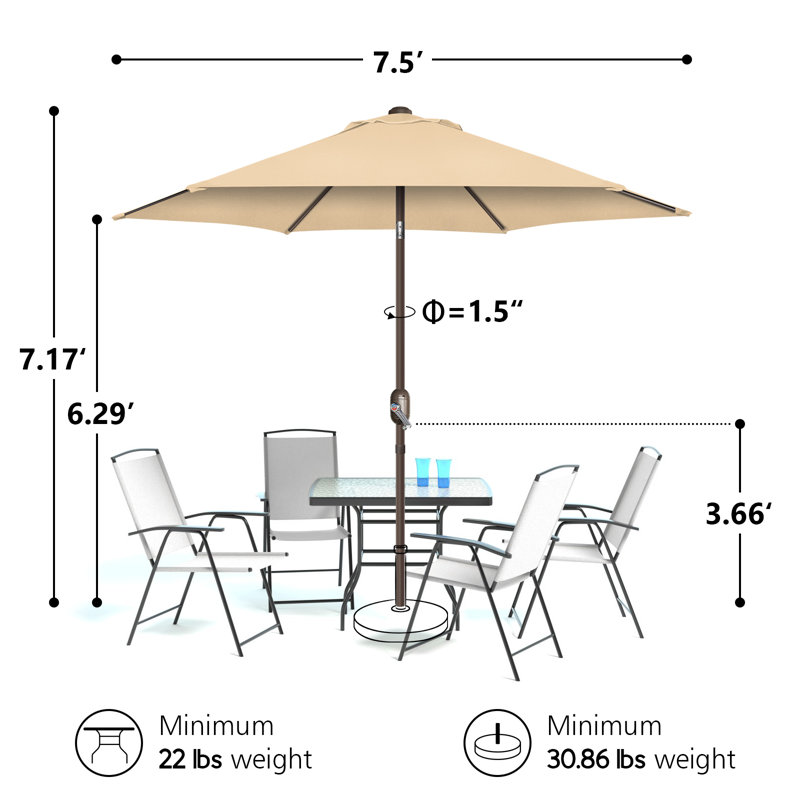 Parasol Shadan avec contrepoids inclus, Brun clair